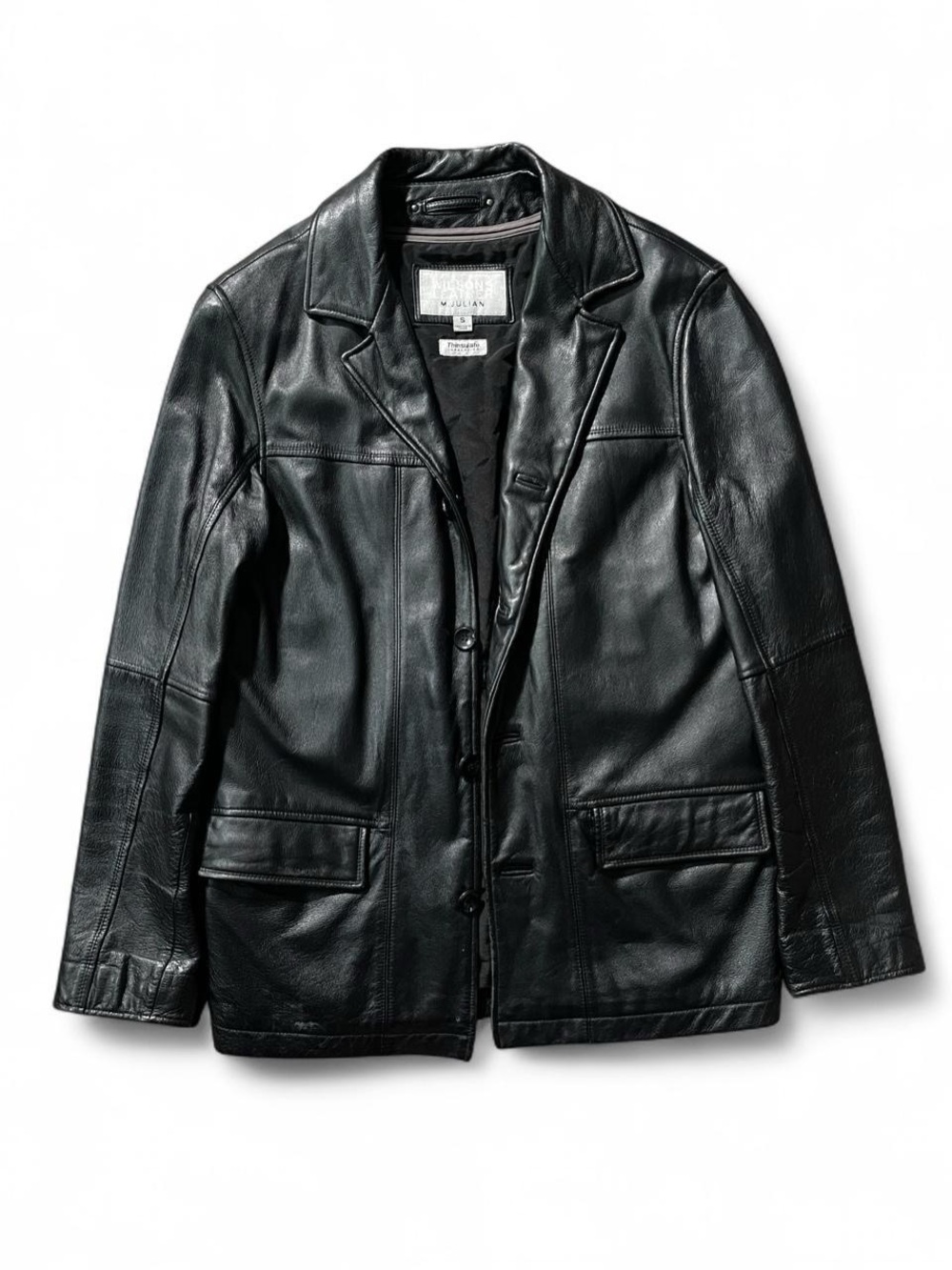 90s Wilsons Leather Black Coat
